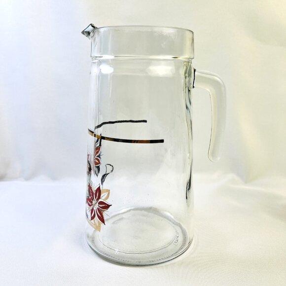 Cerve Devalbor Italy Vintage Glass Juice Pitcher Glasses Rose Pink Floral - Picture 5 of 11